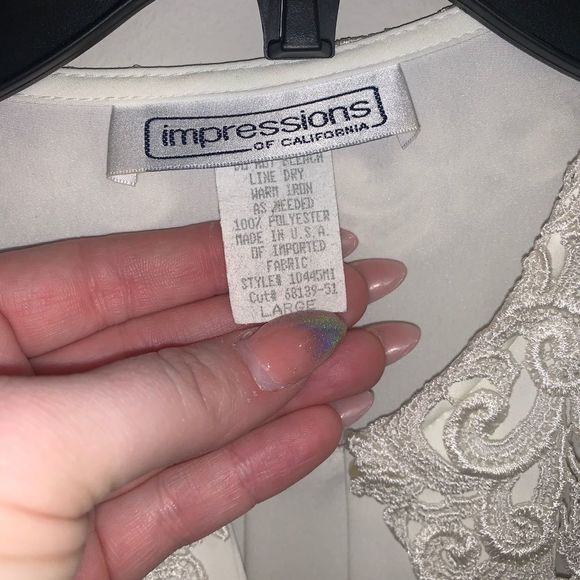 Vintage 60s impressions blouse lace crochet collar - Picture 3 of 9